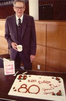 Don Kirkham with a birthday cake at 80 years old