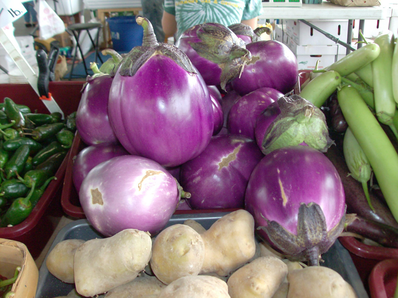 Vegetables at produce stand.